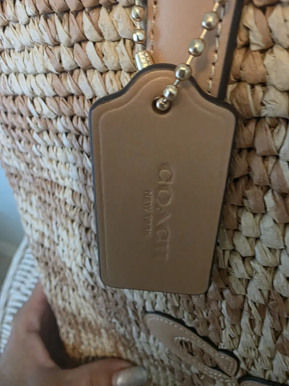 Coach Straw Tote in Natural with Tan Leather Trim Authentic